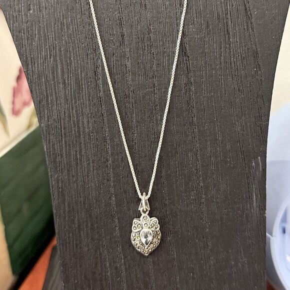 Liz Palacios Sterling SILVER and marcasite Necklace Blue stone - Picture 3 of 11